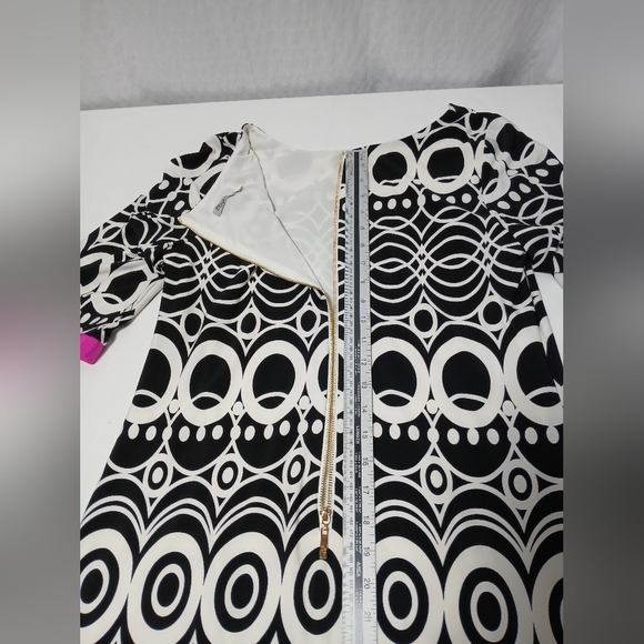 Eliza J Geometric Color Block Black White Sheath Knee Lenghth Dress 12p - Picture 7 of 7